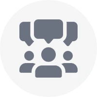 Group discussion icon with speech bubbles
