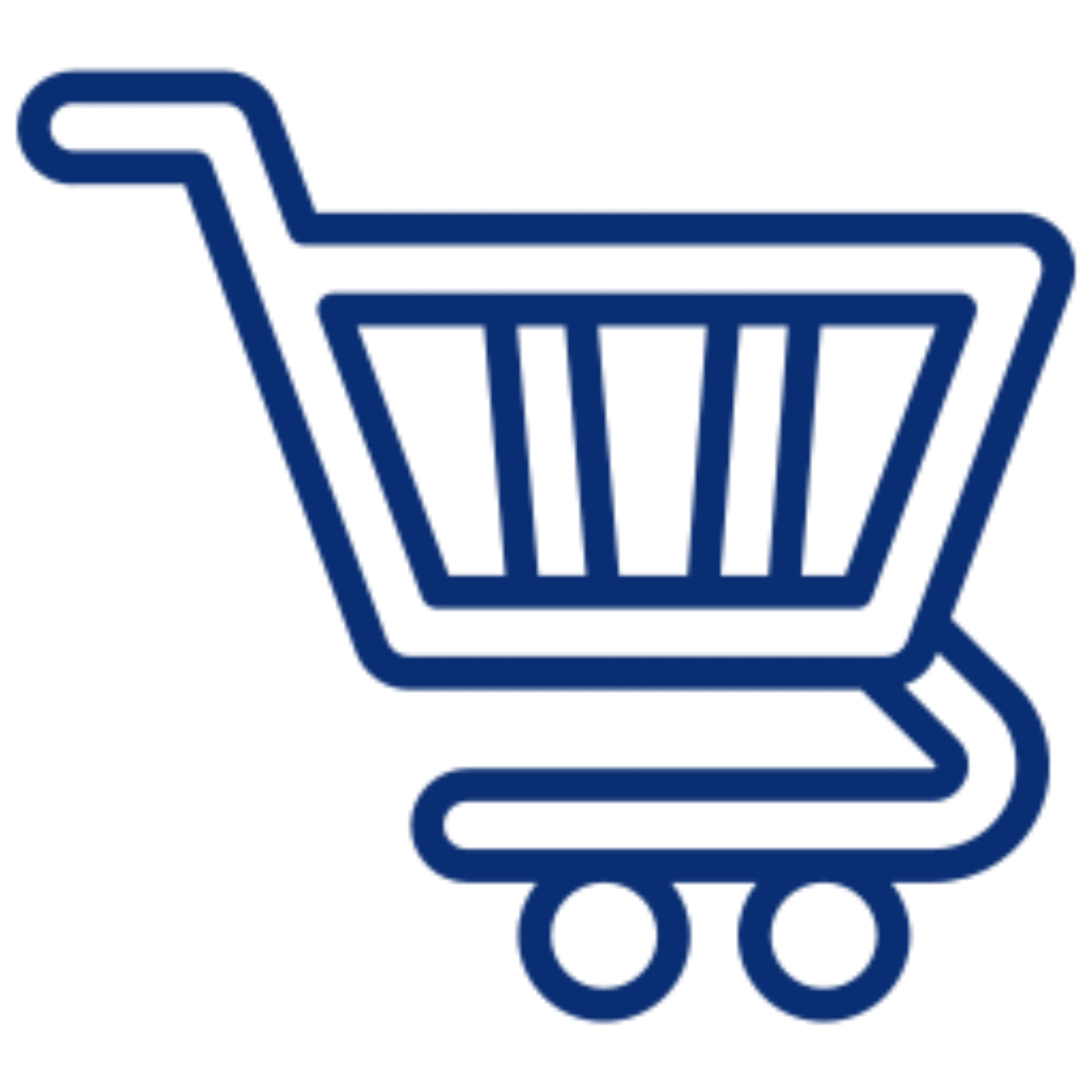 Blue shopping cart icon on black background