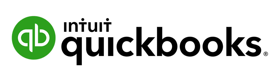 Green QuickBooks logo on black background