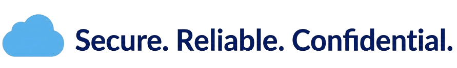 Blue cloud icon with "Secure. Reliable. Confidential.